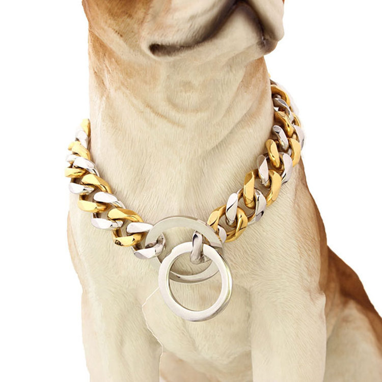 Custom durable gold plating stainless steel dog collar choke chains