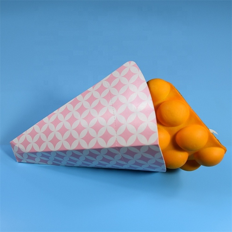 Custom Printed Kraft French Waffle Paper Cone Holder Bubble Waffle Cone Holder Printing French Fries Paper Box