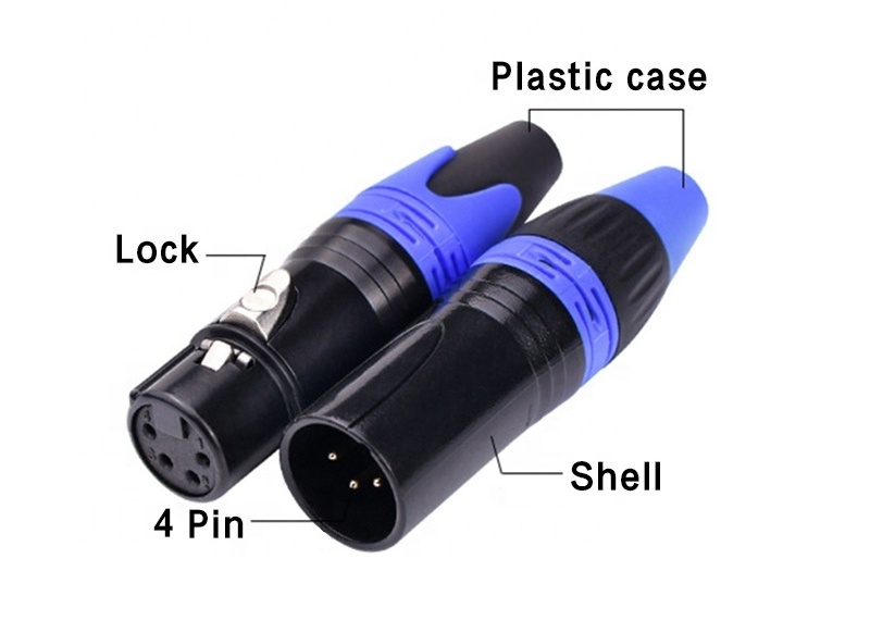 Hot Selling 4-pin XLR Male to Female Microphone Amplifier DVD Speaker Sound Audio Socket Plug 4 pin XLR Connector