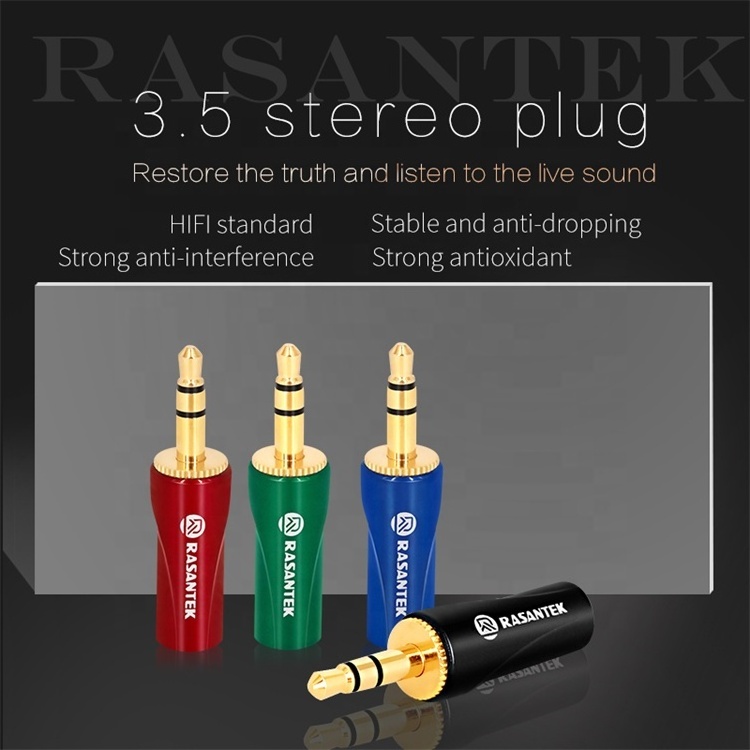 RASANTEK High end 3.5 mm 5 Pole 4 Pin Gold-plated Speak Conector 3.5 Headphone Plug Audio Jack for Audio Video