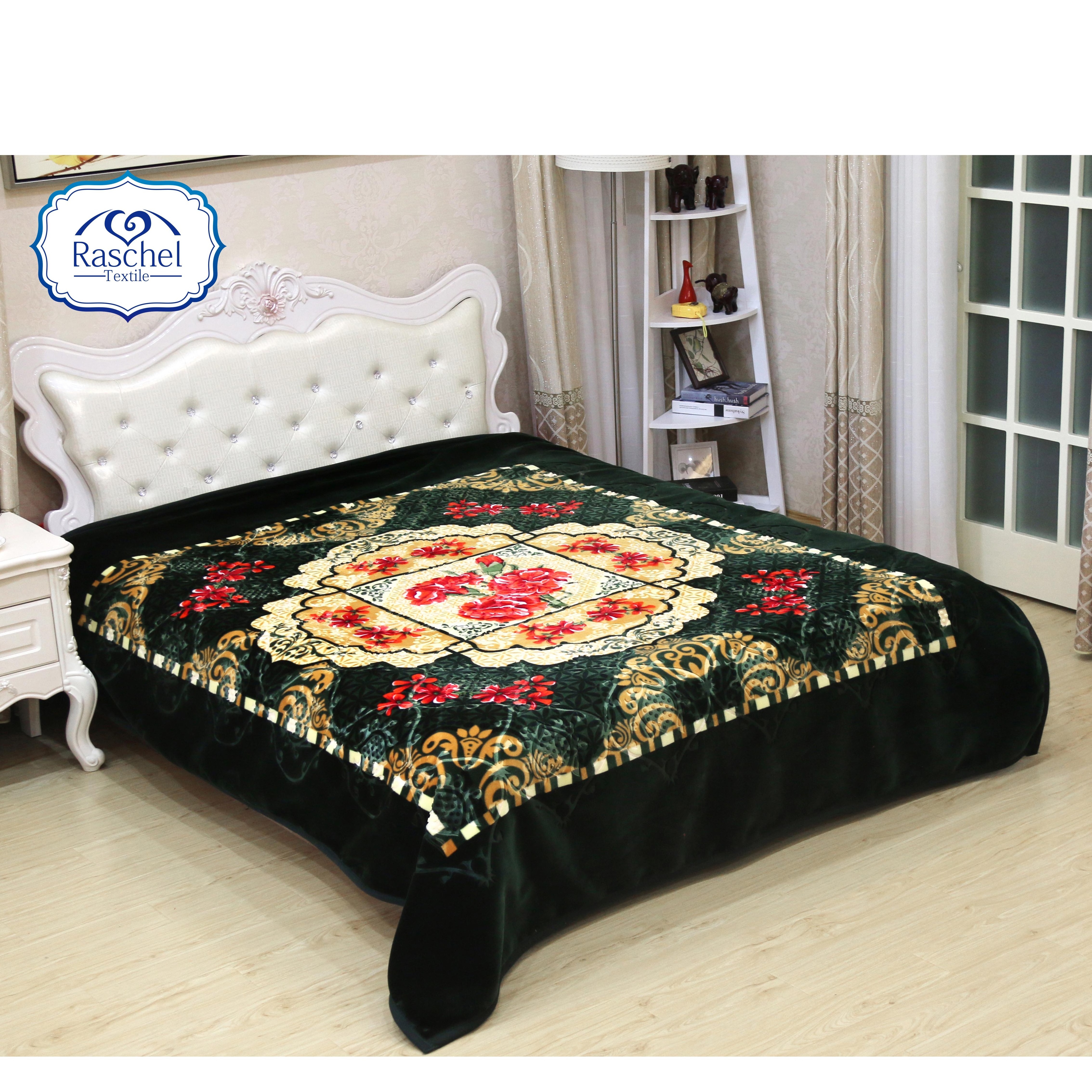 Cloudy Mink Blanket Sets Promotion Double Ply One Side Embossed 200x240cm 8kg 4pcs 100% Polyester Square Adults Floral Soft CCIC