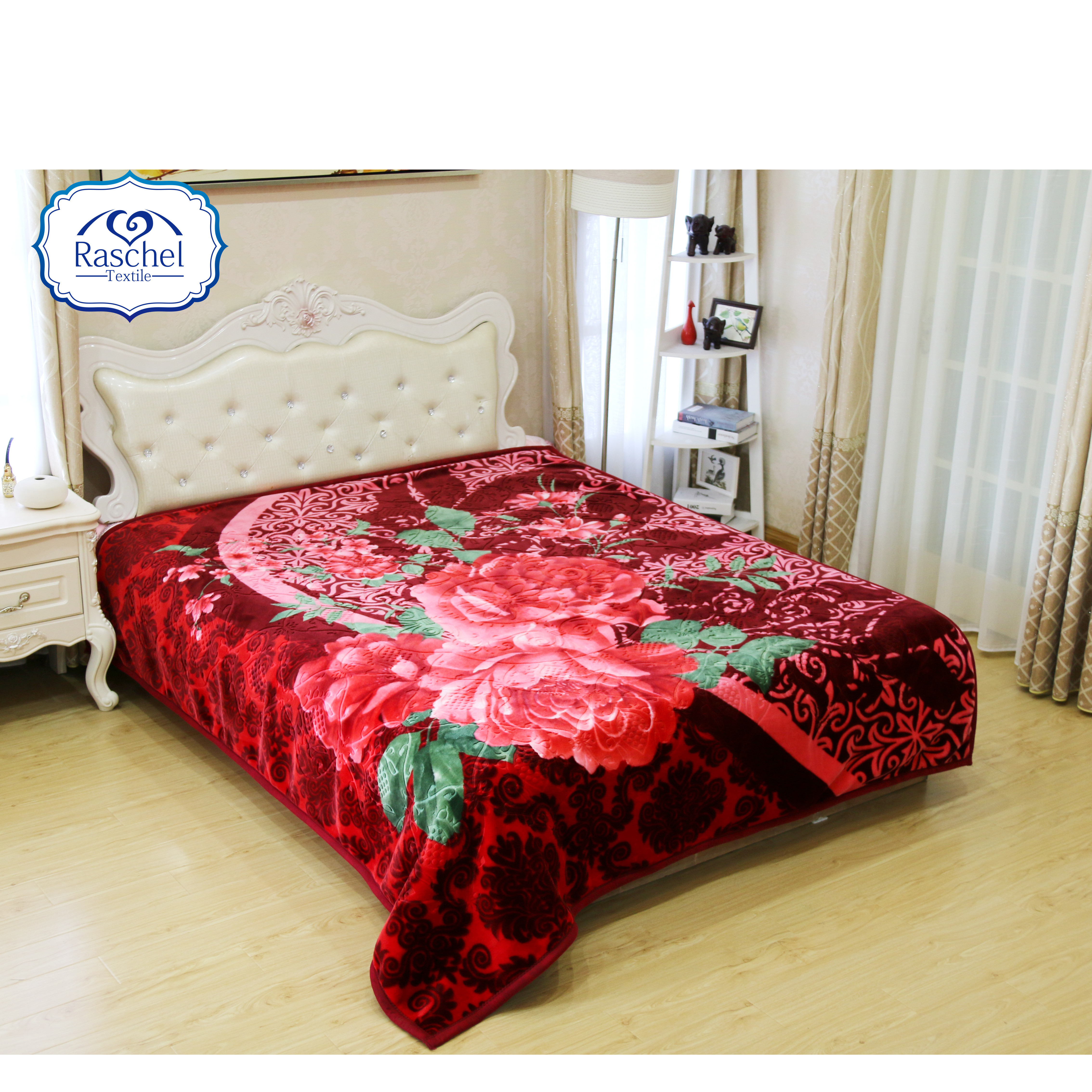 100% Polyester Embossed Mink Rashel Blanket Wholesale Korean Style China Knitted  Raschel Blanket HI Touch & OEM CN;JIA