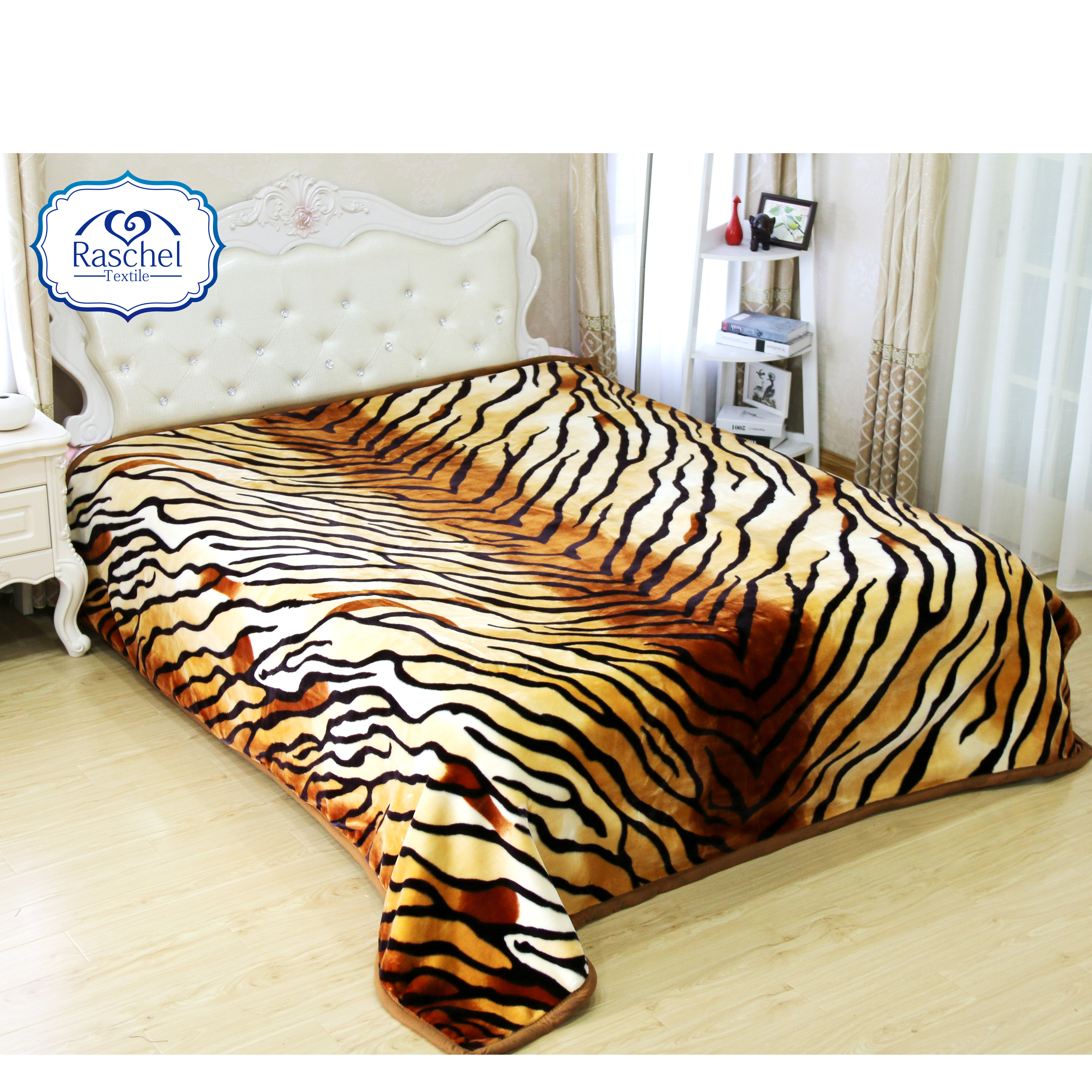 Soft touch super warm animal tiger single sided spain mink blanket