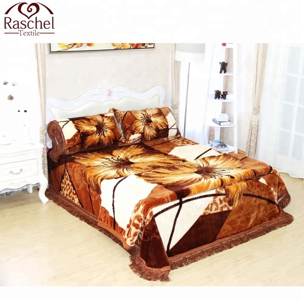 super soft mink blanket Large Size 2ply 1side Embossed Raschel Blanket For Arabic Market