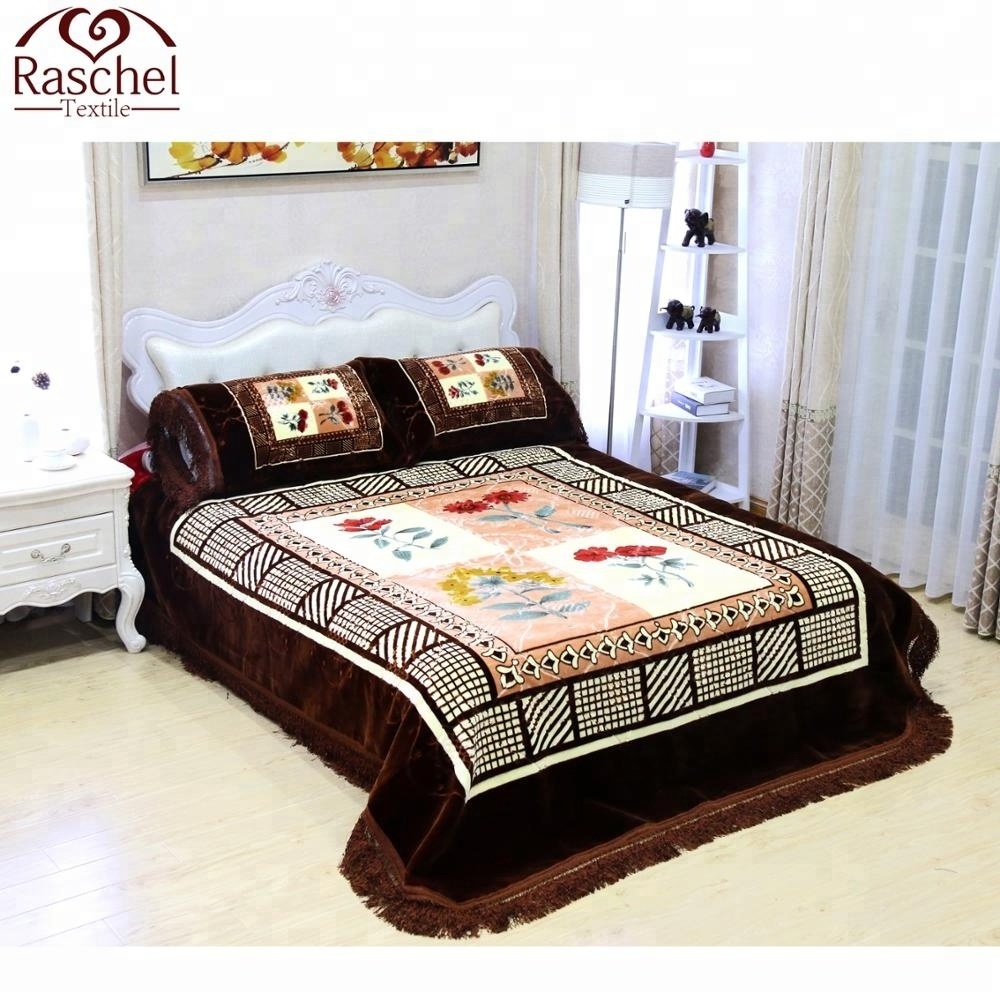 super soft mink blanket Large Size 2ply 1side Embossed Raschel Blanket For Arabic Market