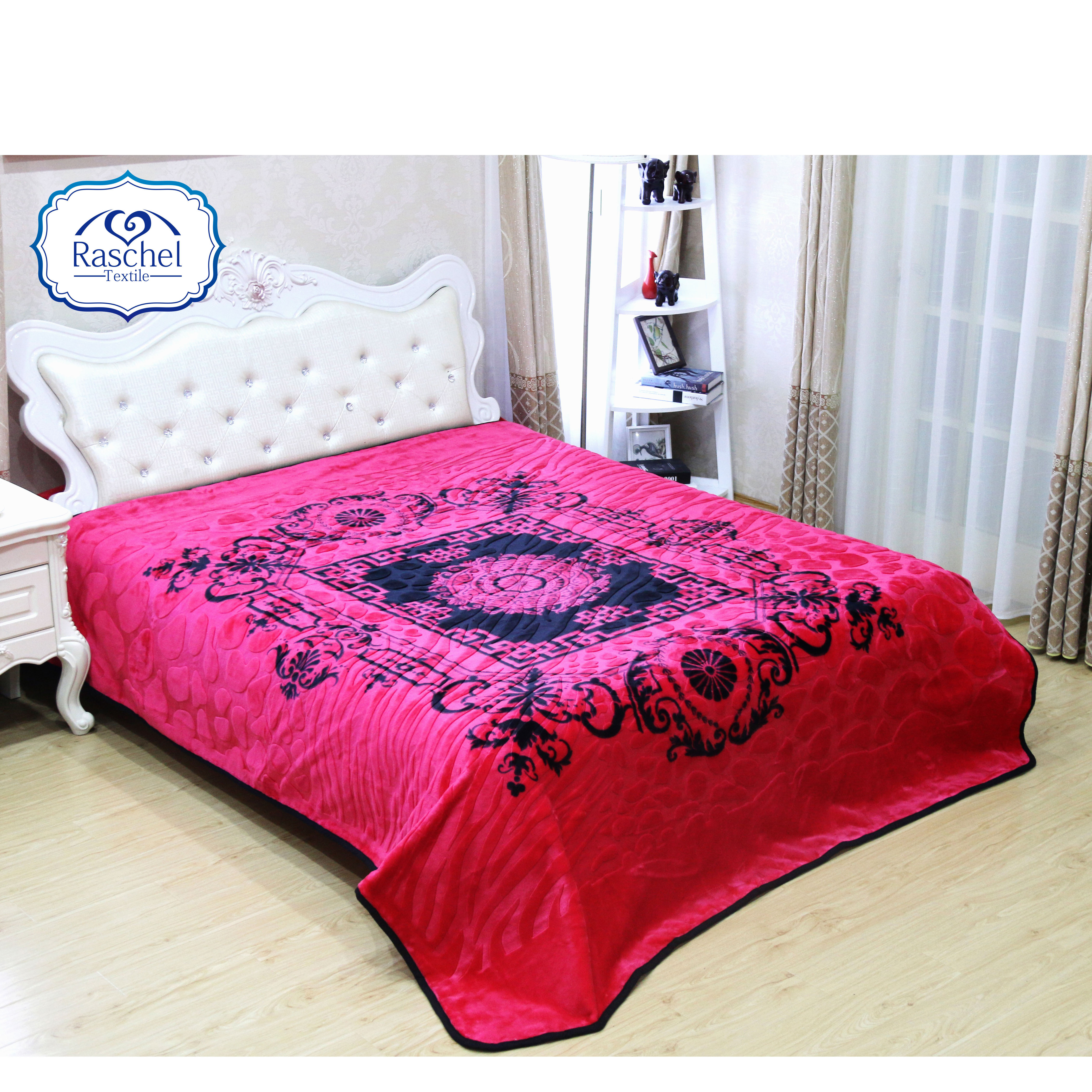 100% polyester Blanket,1Ply spanish style embossed 3.5kg cloudy blanket