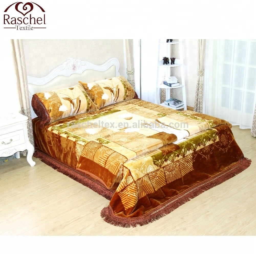 super soft mink blanket Large Size 2ply 1side Embossed Raschel Blanket For Arabic Market