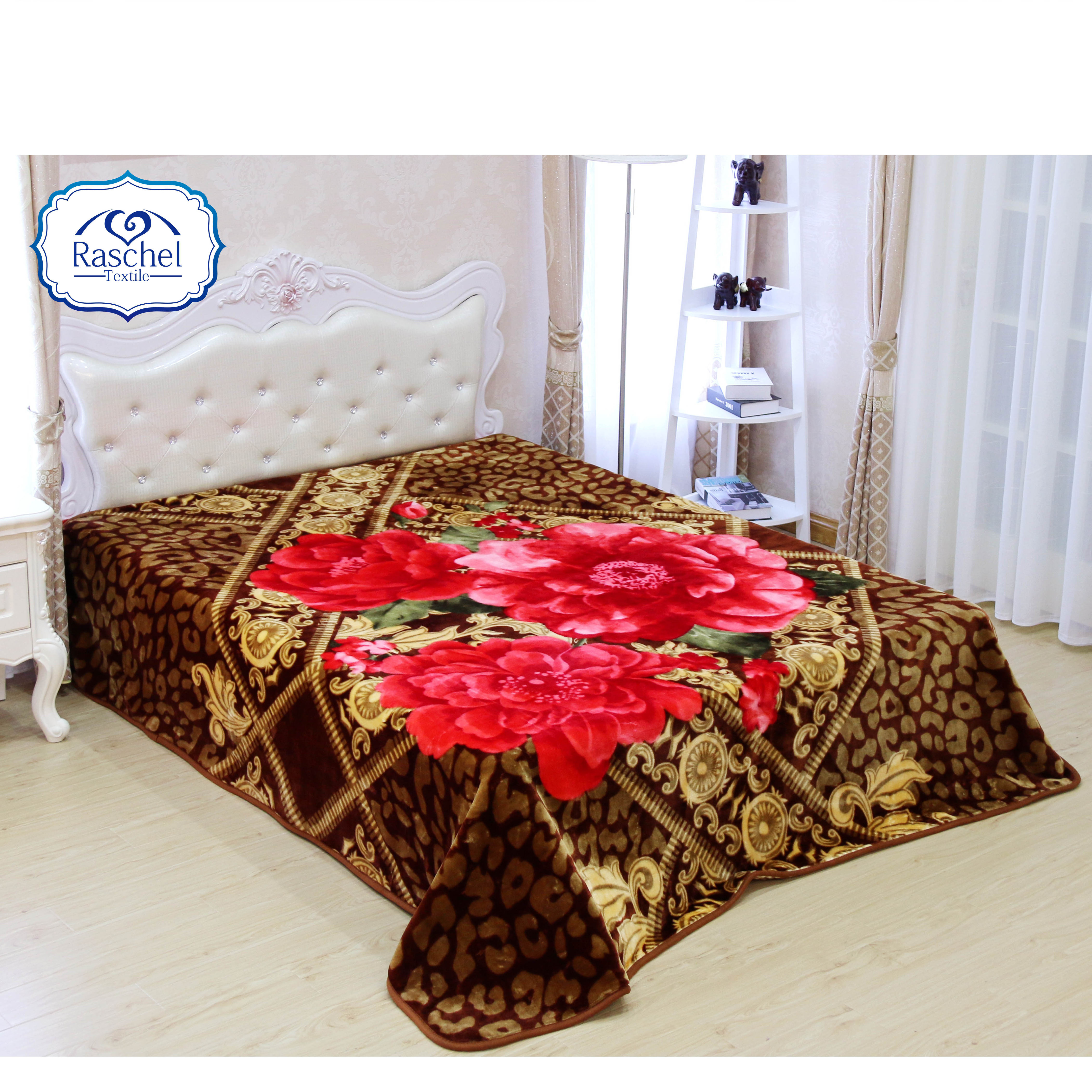 Large Size 5.5kg 2ply 1side Embossed Plush Raschel Blanket For Arabic Market