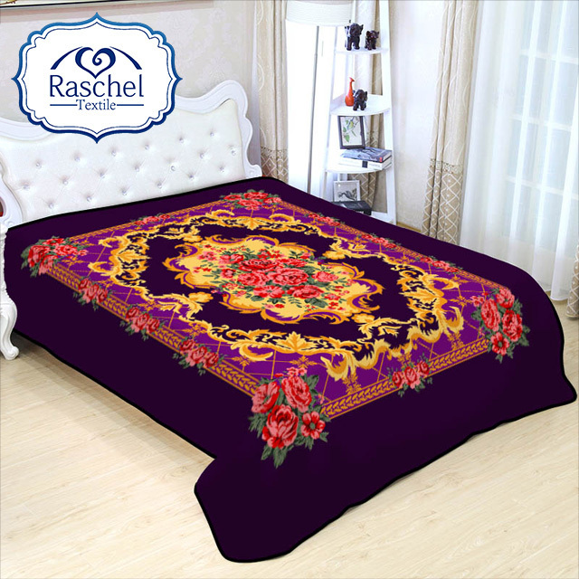 Hot Sale Factory Polyester Winter Fleece 4.5kg 2ply Africa Style Raschel Mink Blanket