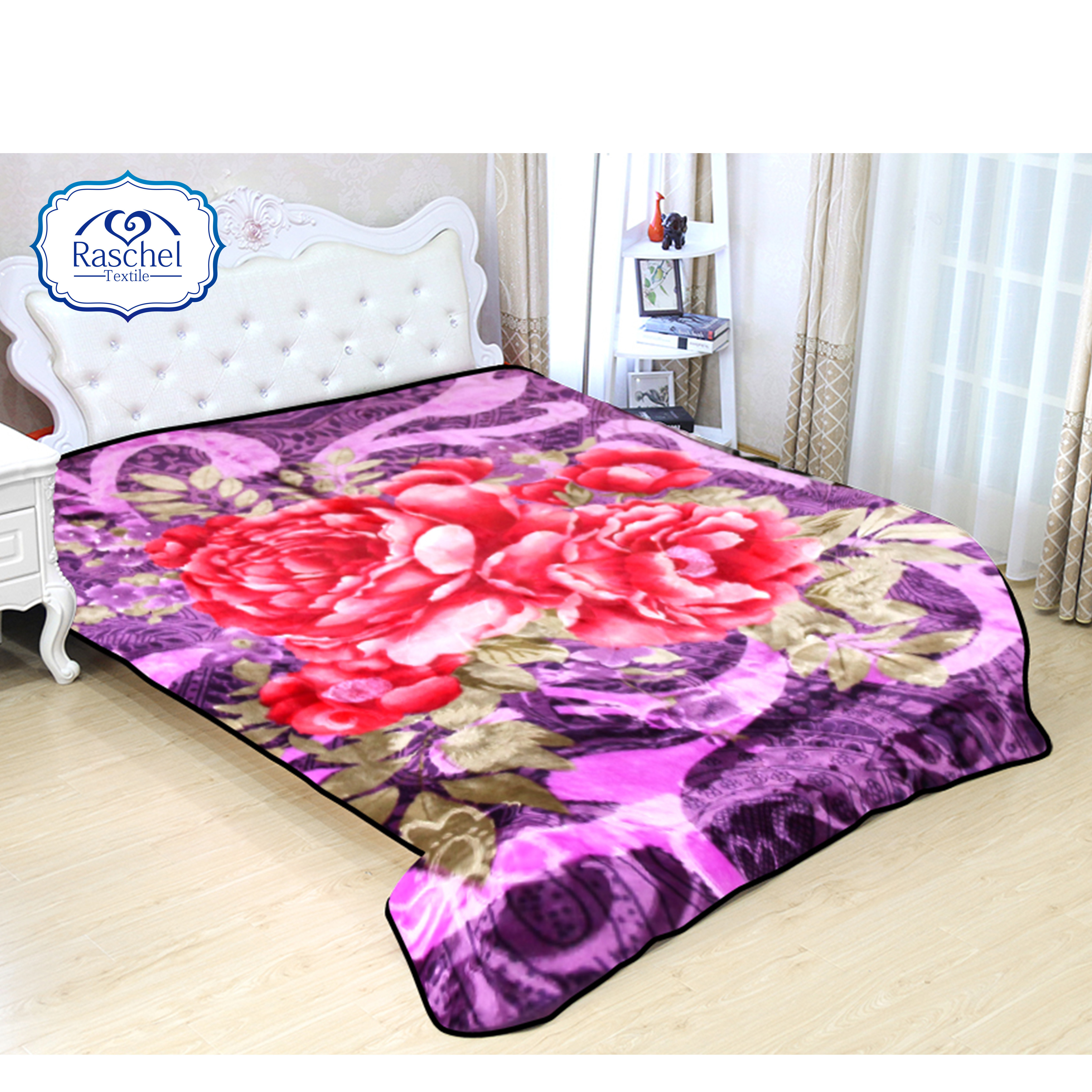 100% Polyester Embossed Mink Rashel Blanket Wholesale Korean Style China Knitted  Raschel Blanket HI Touch & OEM CN;JIA