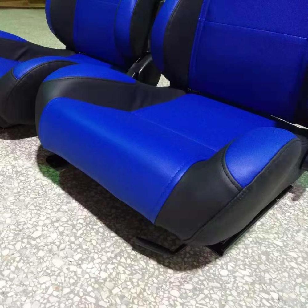 Fully Reclinable PVC Leather Blue/Black Racing Sseat+Slider Rail Passenger Side Car Seat Foams