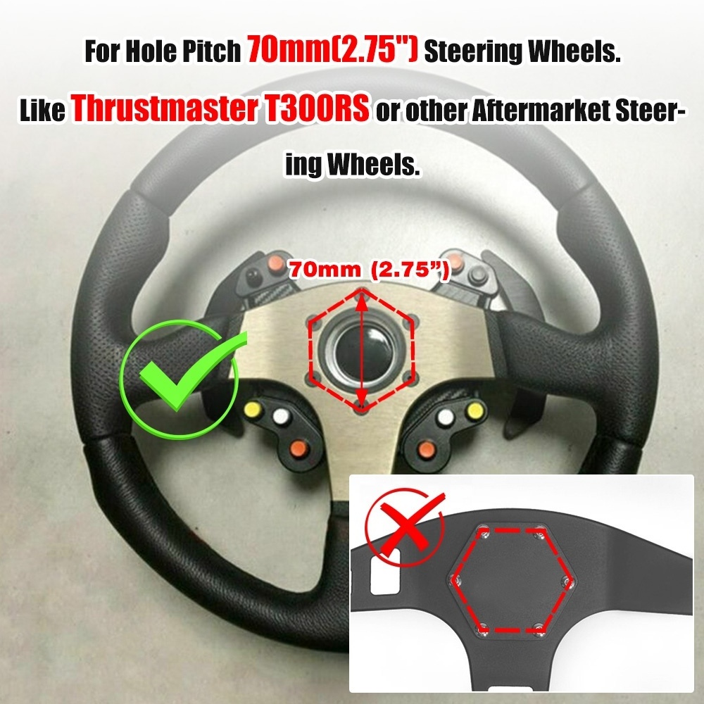 Aluminum alloy 70mm Wheel Spacers Adapter Plate Ring for Thrustmaster T300RS Steering Wheel upgrade Steering Wheel Adapter Plate