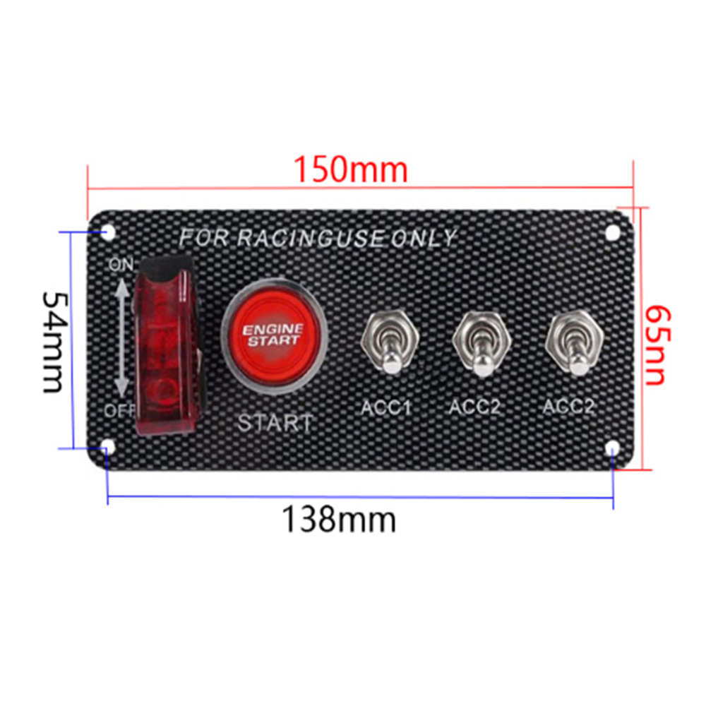 T3 12V Racing Engine Start Push Button LED Toggle Rocker 12v Switch Panel