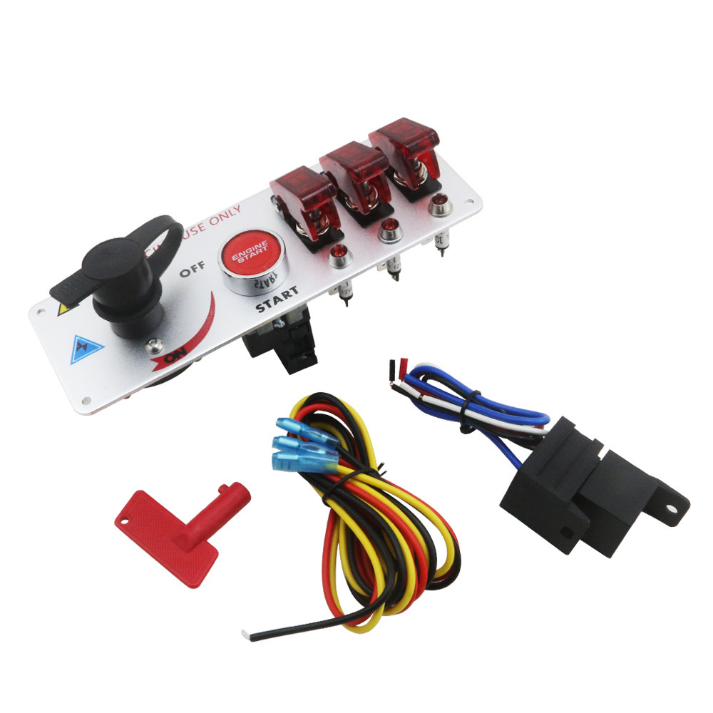 Plastic Aluminum  Auto Parts 12V LED Car High-Quality Toggle Ignition Switch Engine Battery Start Off Switch Panel