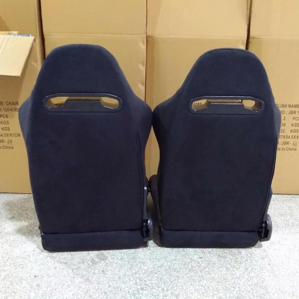 Pair Black Stitch/Red Suede Reclinable Car Racing Seat JBR Racing Seat 1019B