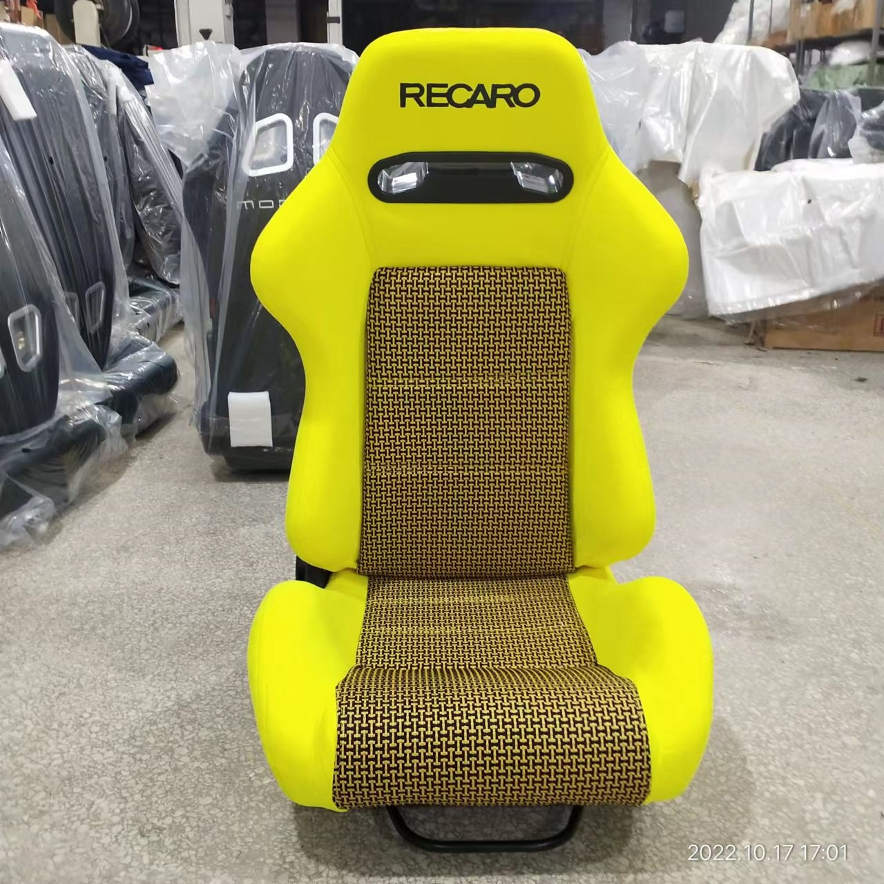 Jiabeir Universal Pair Of Customized Recaro Yellow Suede Racing Bucket Seats With Dual Lock Rails