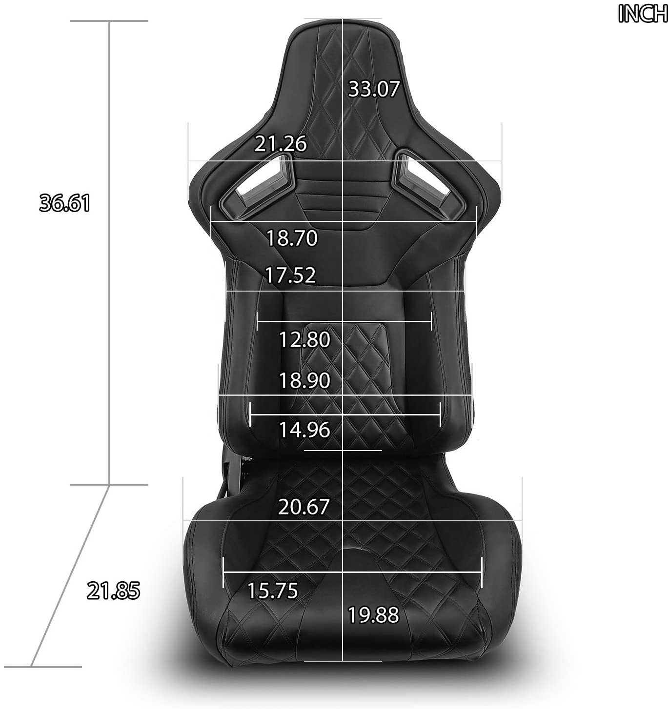 Pair Of Black PVC Leather Carbon Fiber Polyurethane Backing With Double Slider Bucket Racing Seat