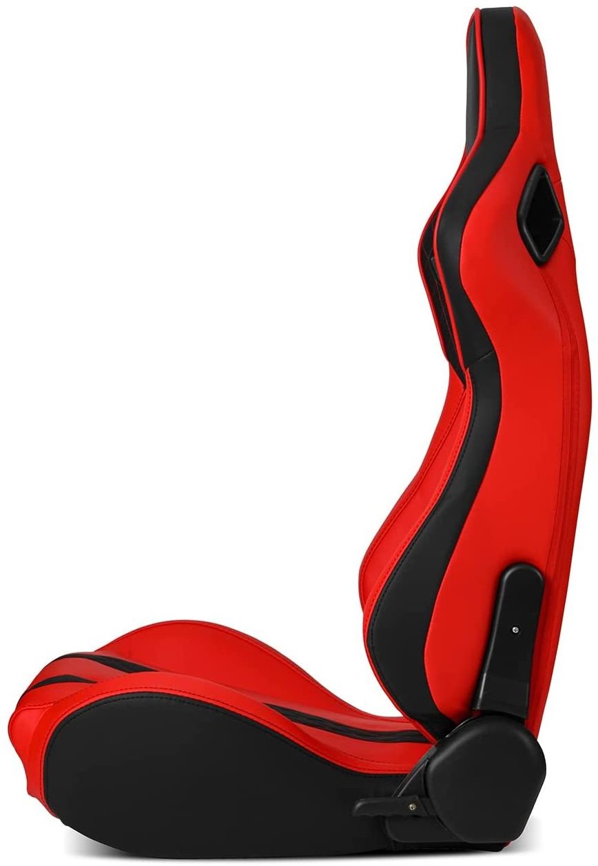 Jiabeir Recaro Reclinable Black Red PVC Leather Black Stitch Racing Bucket Seats With Slider