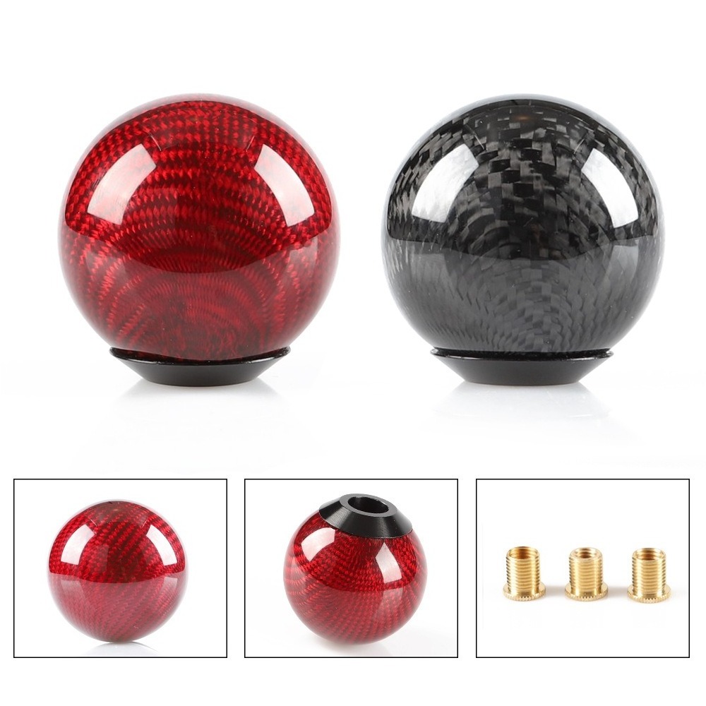 Universal Racing Round Ball Shape Black Red Silver Carbon Shift Gear Knob w211 For Honda Toyota For Car