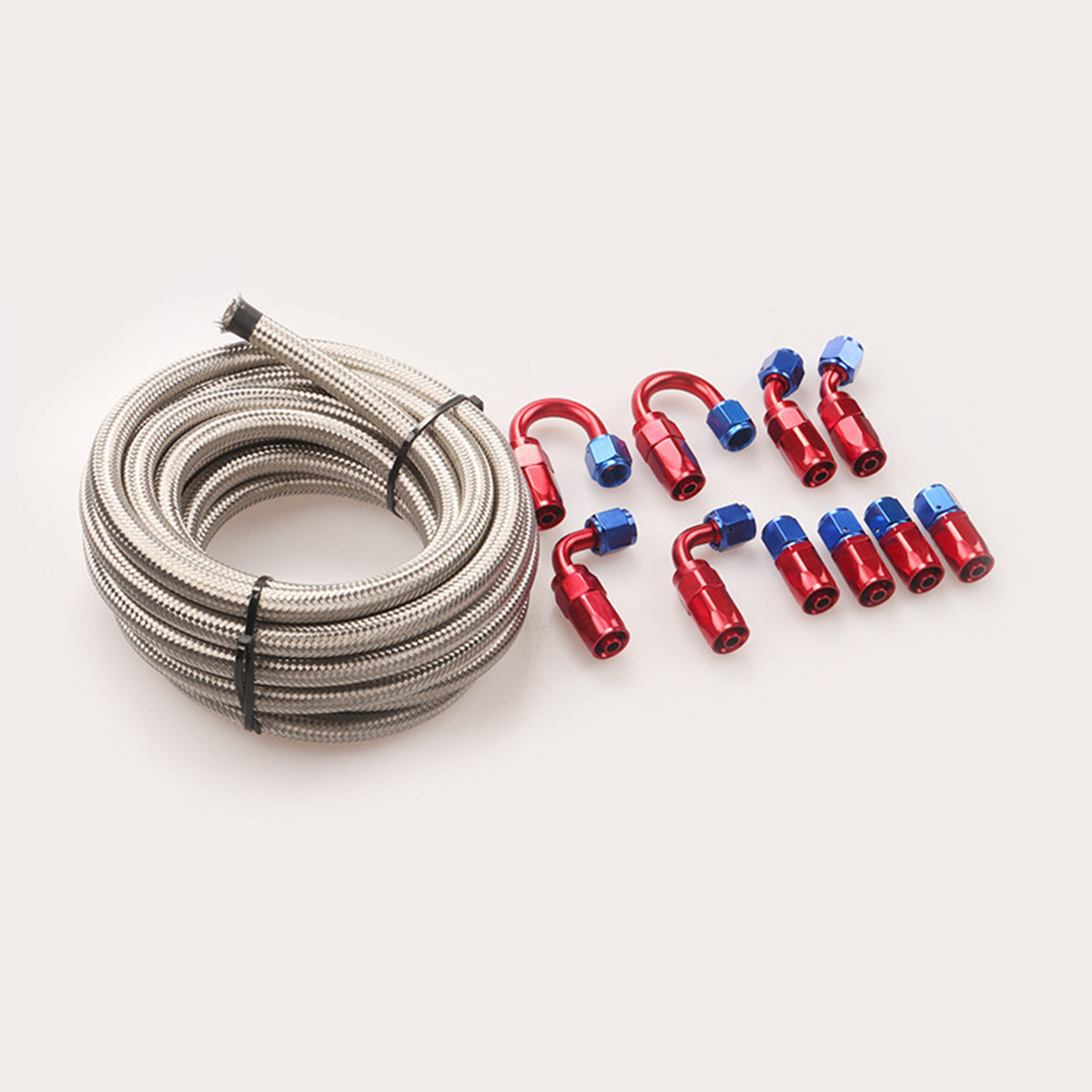 Degree Aluminum Alloy Oil Cooler Swivel Oil Fuel Gas Line Hose Pipe Adapter Fitting AN10 Rubber Inner Tube Nylon Cover