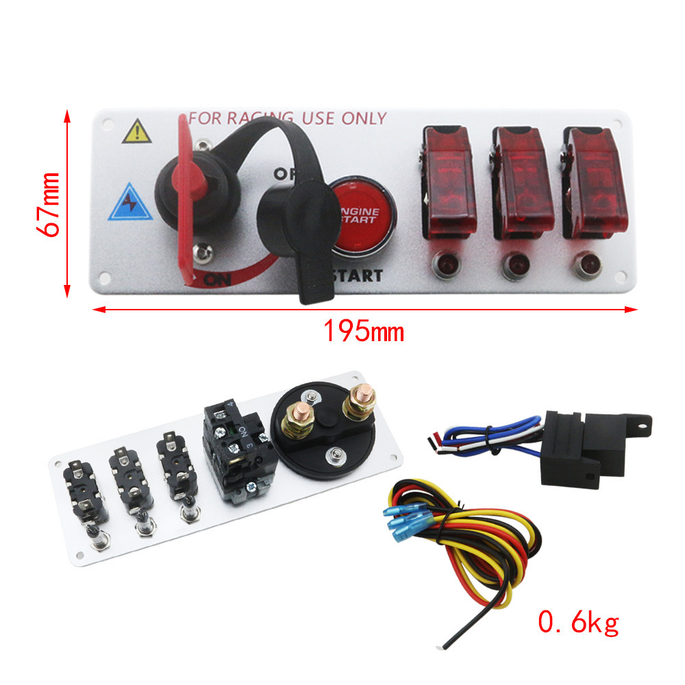 Plastic Aluminum  Auto Parts 12V LED Car High-Quality Toggle Ignition Switch Engine Battery Start Off Switch Panel