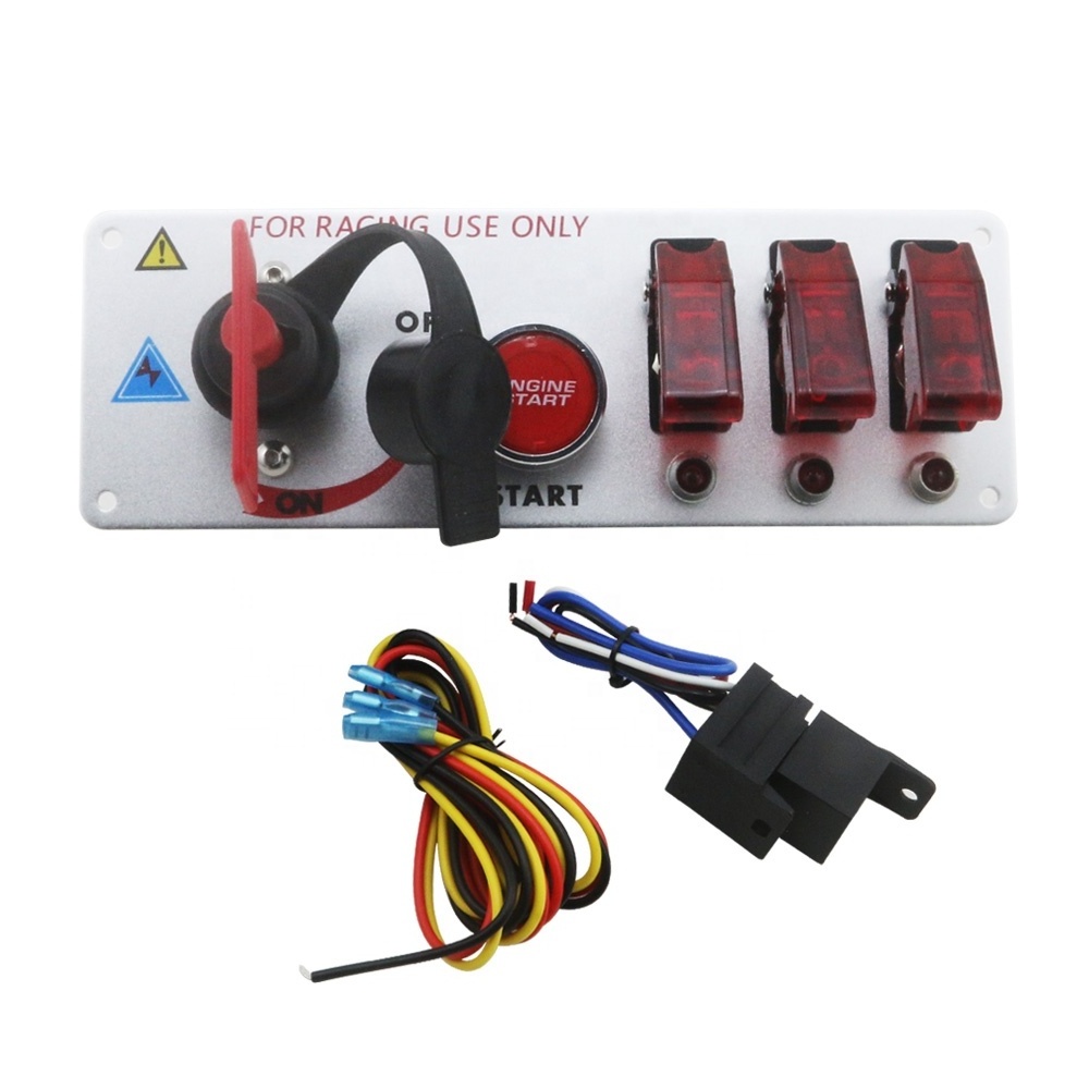 Plastic Aluminum  Auto Parts 12V LED Car High-Quality Toggle Ignition Switch Engine Battery Start Off Switch Panel