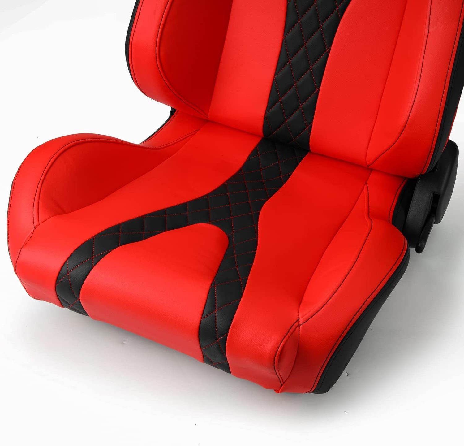 Jiabeir Recaro Reclinable Black Red PVC Leather Black Stitch Racing Bucket Seats With Slider