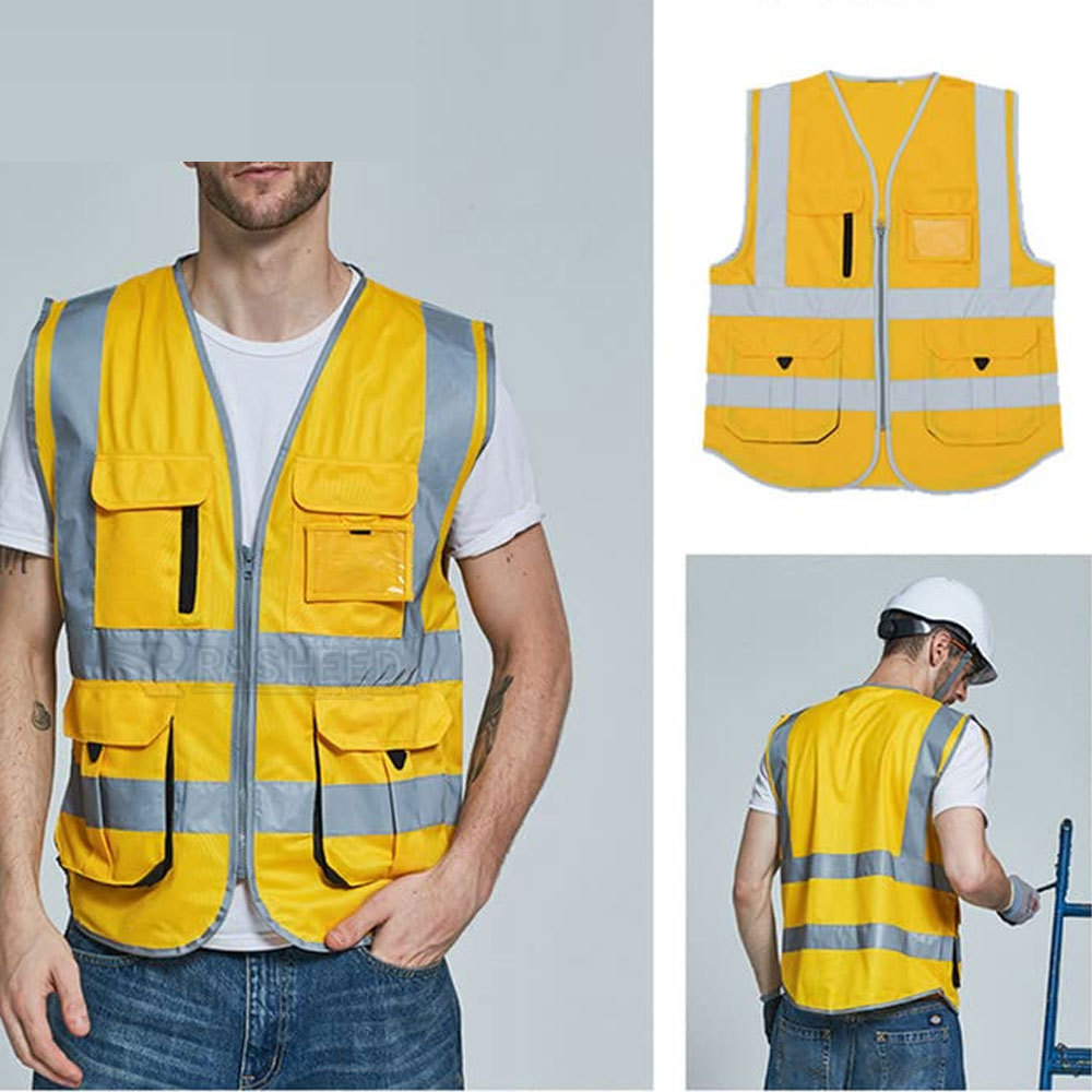 Winter Detachable Reflective Vest Security Protection Rain Safety Workwear Waterproof Vest With Multi-pockets