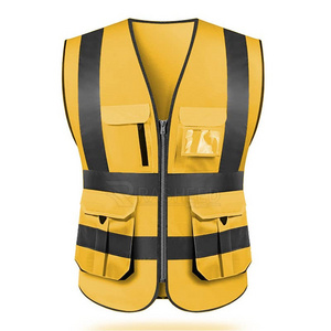 Winter Detachable Reflective Vest Security Protection Rain Safety Workwear Waterproof Vest With Multi-pockets