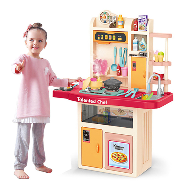 Talented Chef Multifunctional Pretend Kitchen Set with Circulating Faucet and Spray for Kids 74PCS Plastic Toys Unisex ABS 4 PCS