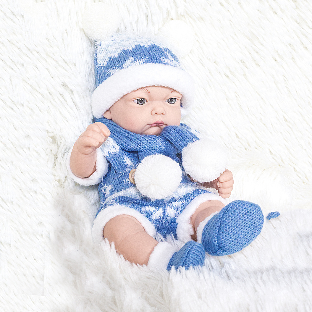 258-2 Big Eyes Mini Realistic Soft Silicone Reborn Dolls The Blue Eyes Baby Reborn Silicone Toys Dolls for Baby