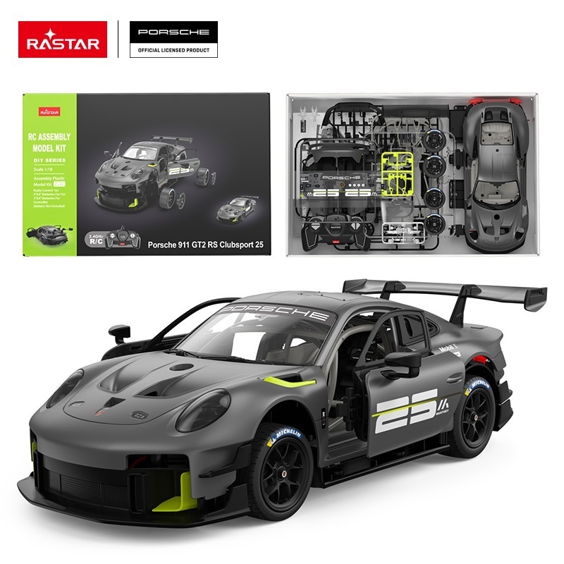 Rastar 1:18 Porsche Licensed 911 GT2 RS Clubsport 25 STEM Radio Control Toys RC Remote Control Toy Car DIY Assembly Kit for Kids