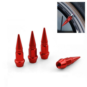 Custom 4Pcs 45mm Car Tire Valve Cap Pointed Bullet Valve Cap Motorcycle Bicycle Aluminum Jdm Valve Cap