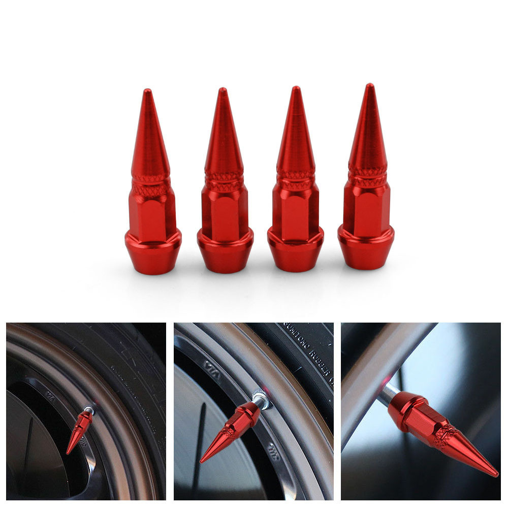 Custom 4Pcs 45mm Car Tire Valve Cap Pointed Bullet Valve Cap Motorcycle Bicycle Aluminum Jdm Valve Cap