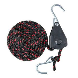 Heavy duty 3/8" Kayak rope ratchet tie down metal Internal gear pulley hoist cargo lashing Solid Braided rope