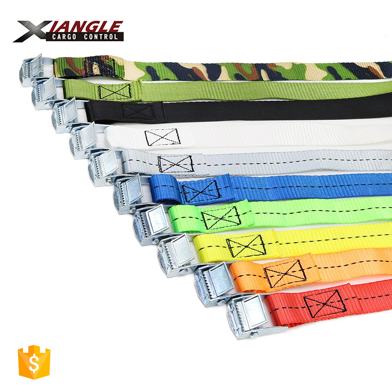 Factory price 1 inch 550lbs cam buckle straps cargo lashing blet motorcycle tie down straps with cam buckle