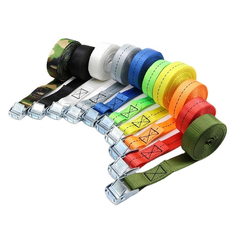 custom logo 1 inch 25mm 250kgs polyester cargo lashing strap cam buckle tie down straps