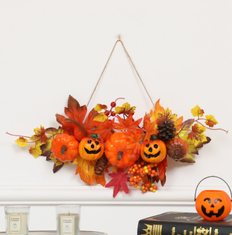 Autumn Fall Decor Festival Wall Hanging Props Leaf Pumpkin Halloween Decoration