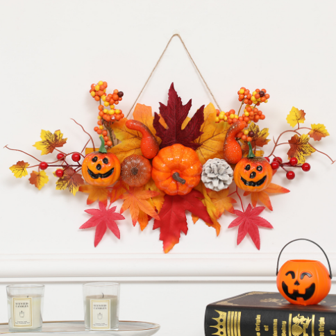 Autumn Fall Decor Festival Wall Hanging Props Leaf Pumpkin Halloween Decoration