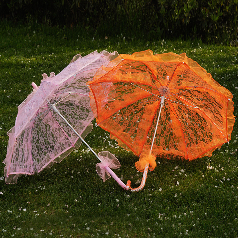 Wholesale 10 colors available lace umbrella wedding  parasols for children