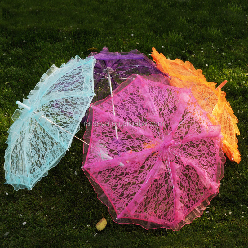 Wholesale 10 colors available lace umbrella wedding  parasols for children