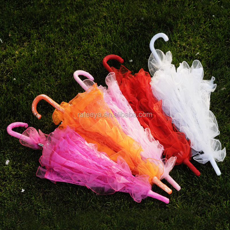 Wholesale 10 colors available lace umbrella wedding  parasols for children