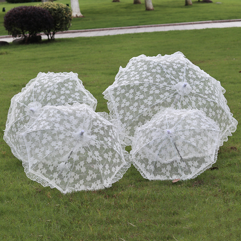 Hot Sale Bridal Decoration White Lace Wedding Umbrella