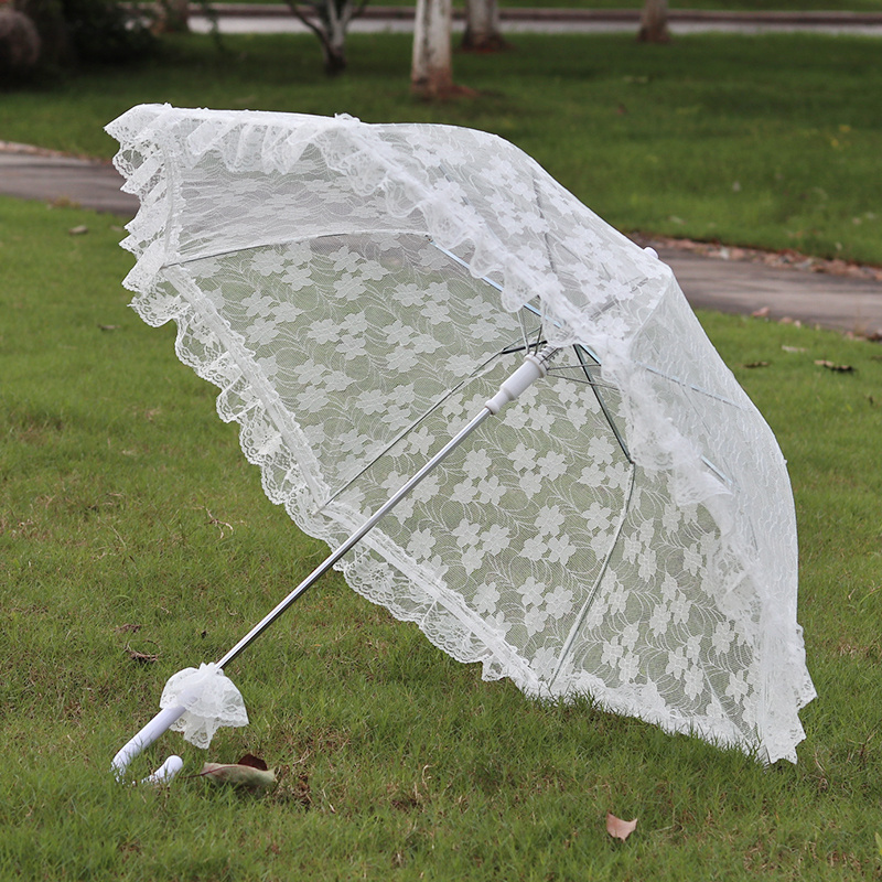 Hot Sale Bridal Decoration White Lace Wedding Umbrella