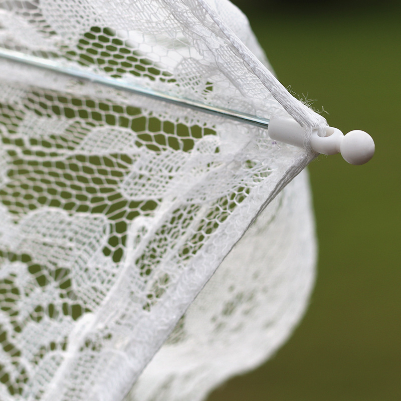 Handmade Wedding Bride Fabric Lace Parasol Umbrella  White Lace Wedding Umbrella