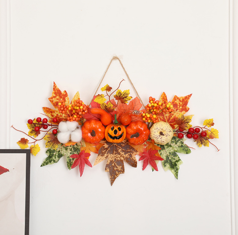 Autumn Fall Decor Festival Wall Hanging Props Leaf Pumpkin Halloween Decoration