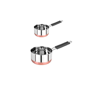 Pans Cooking Elegant Design Flat Base Stainless Steel Copper Bottom Sauce Pan Cookware With Handle For Sale