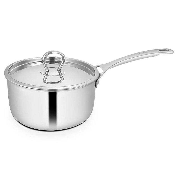 Stainless Steel Kitchen Long Handle Deep 16Cm Saucepan Stainless Steel Saucepan With Lid For Sale