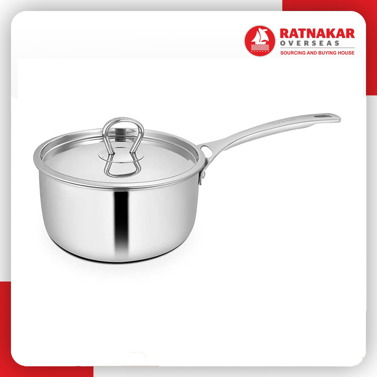 Stainless Steel Kitchen Long Handle Deep 16Cm Saucepan Stainless Steel Saucepan With Lid For Sale