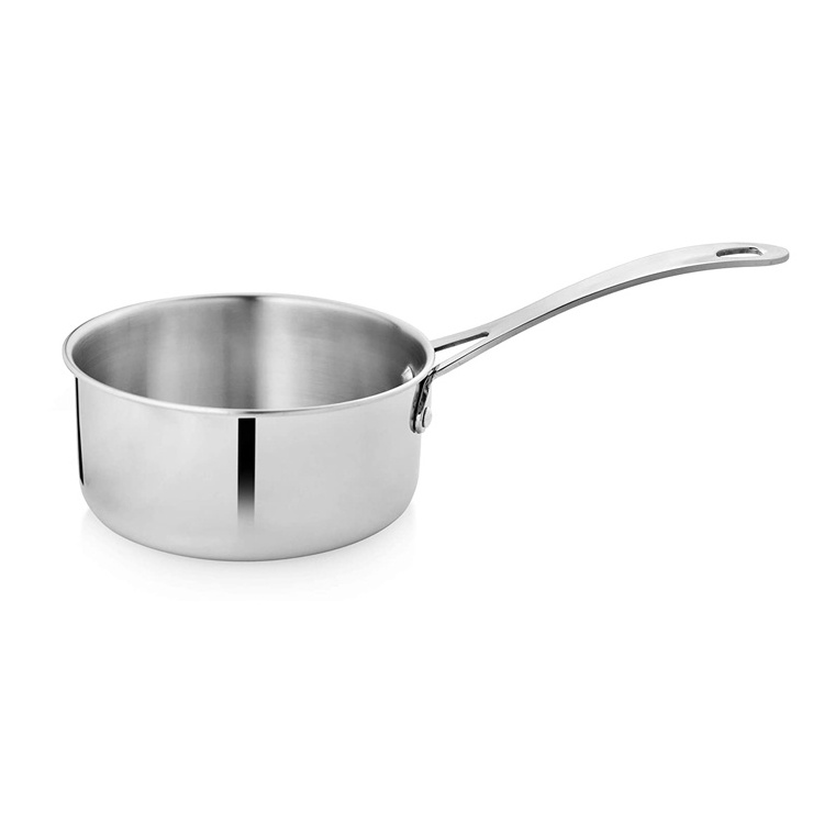 Stainless Steel Kitchen Long Handle Deep 16Cm Saucepan Stainless Steel Saucepan With Lid For Sale